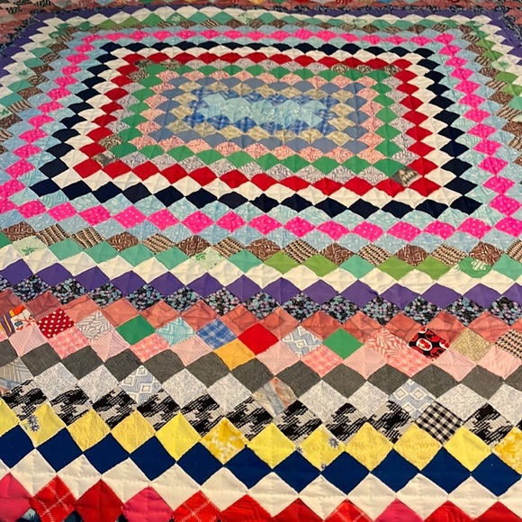 handmade colorful diamond quilt coverlet blanket - Picture 1 of 10